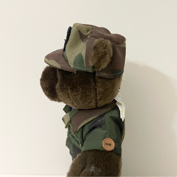 Vintage 1989 US  Bear Forces of America Plush Air Force Bear 11" Dark Brown Camo - Picture 9 of 16